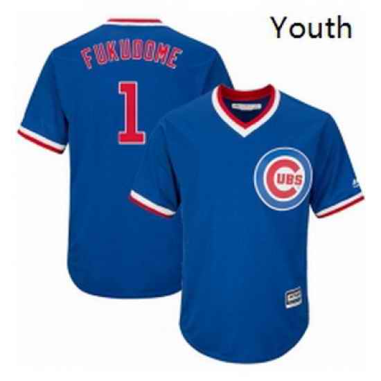Youth Majestic Chicago Cubs 1 Kosuke Fukudome Replica Royal Blue Cooperstown Cool Base MLB Jersey